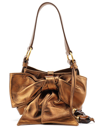 Yves Saint Laurent 2004 Bronze Leather Bow Shoulder Bag