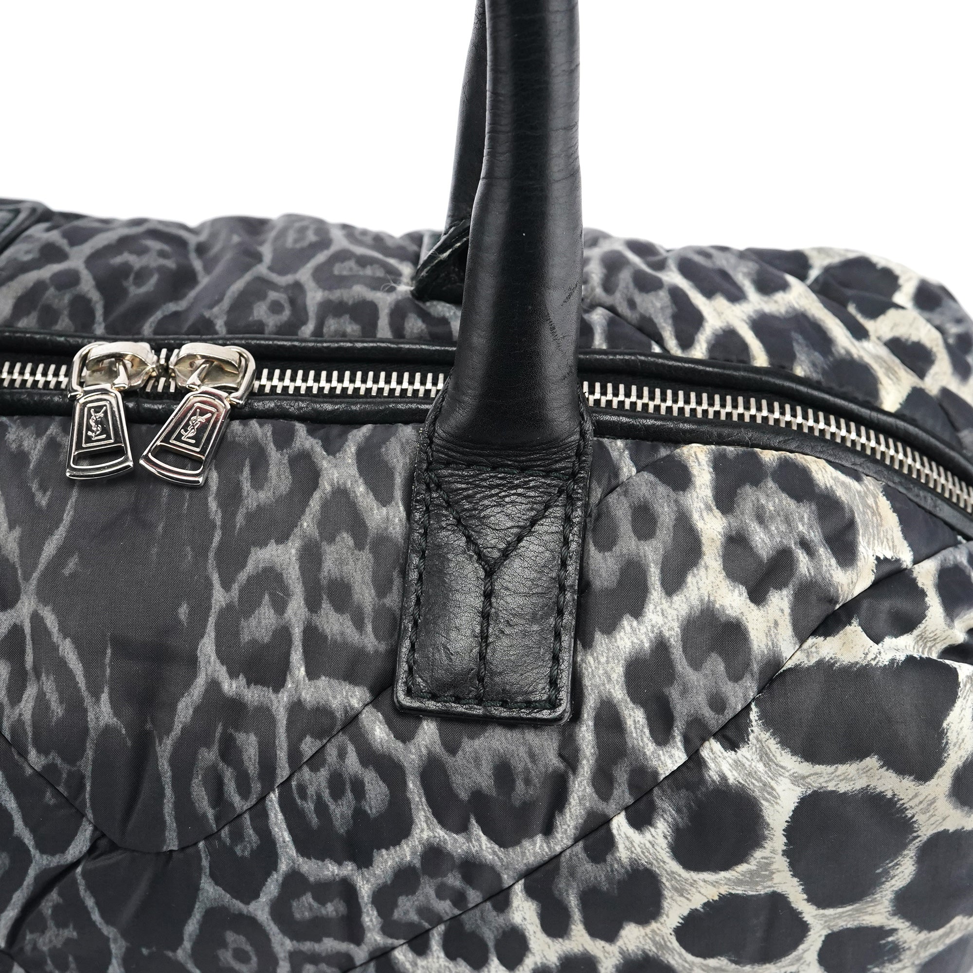 Yves Saint Laurent 208315 Leopard Nylon Y Boston Bag