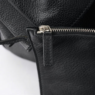 Yves Saint Laurent 220177 Black Pebbled Leather Bow Tote Bag