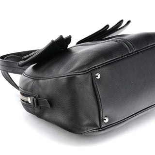 Yves Saint Laurent 220177 Black Pebbled Leather Bow Tote Bag