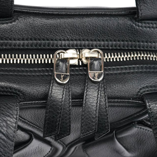 Yves Saint Laurent 220177 Black Pebbled Leather Bow Tote Bag