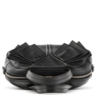 Yves Saint Laurent 220177 Black Pebbled Leather Bow Tote Bag