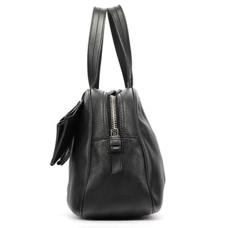 Yves Saint Laurent 220177 Black Pebbled Leather Bow Tote Bag