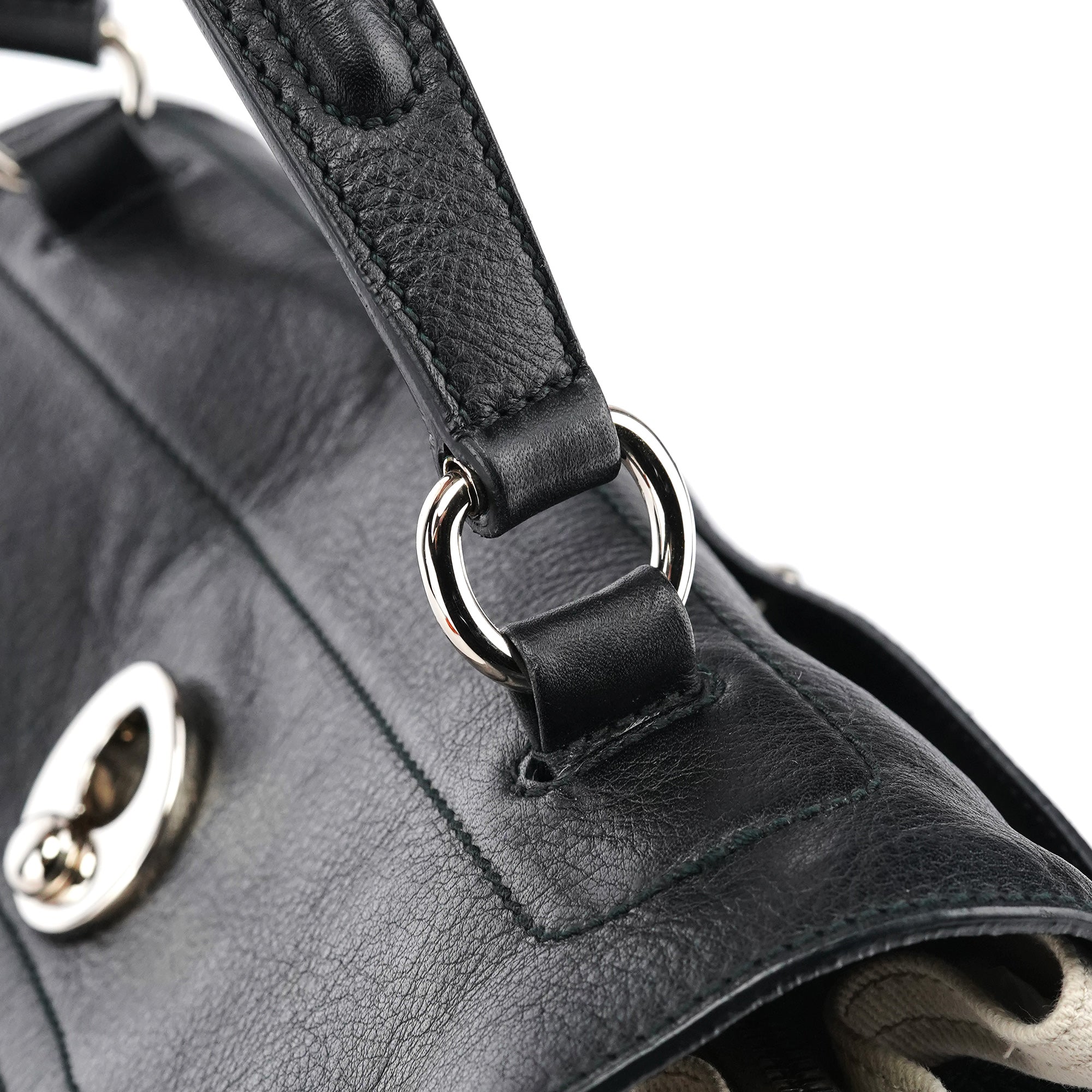 Yves Saint Laurent 229680 Black Beige Leather Muse Two Bag