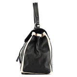 Yves Saint Laurent 229680 Black Beige Leather Muse Two Bag