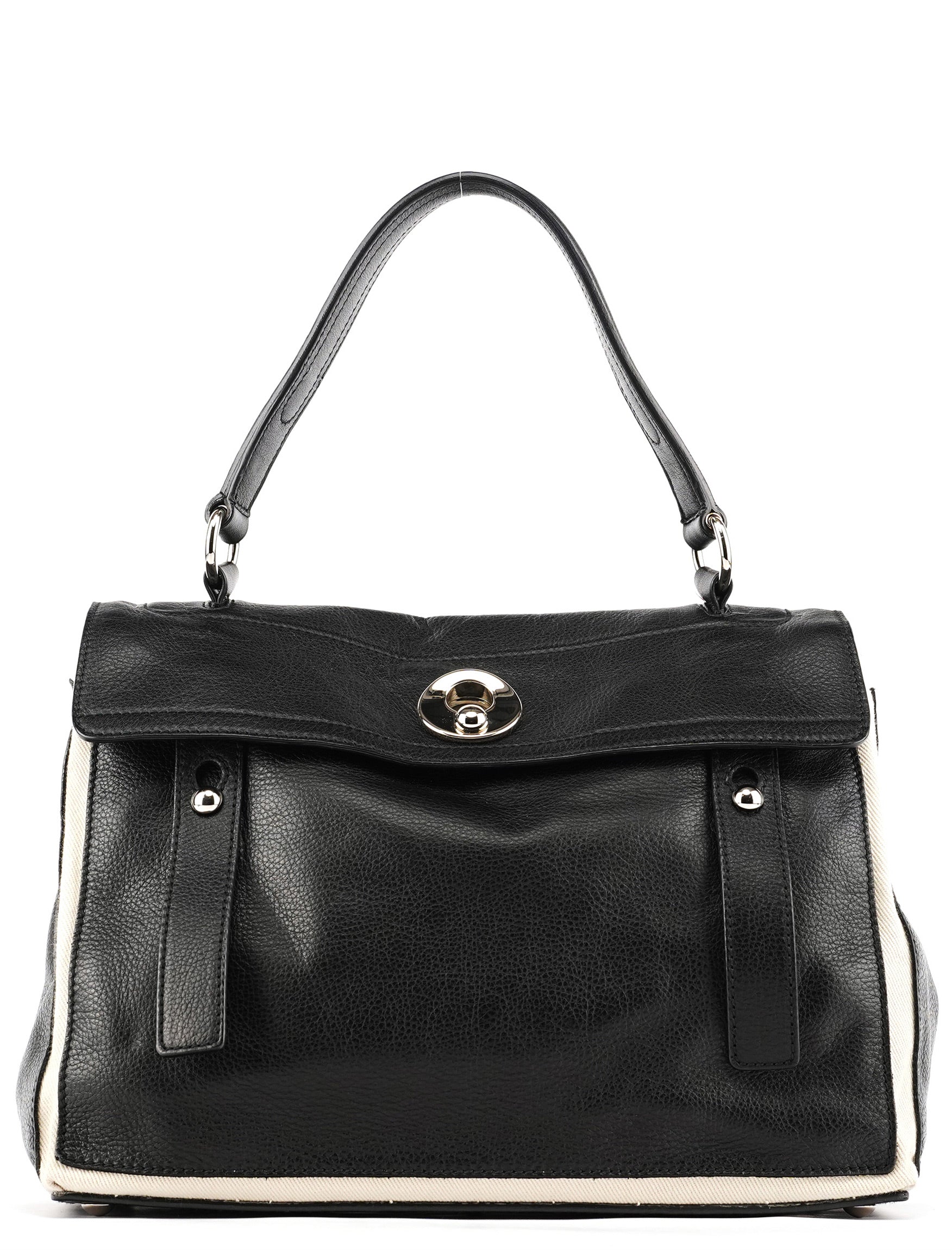 Yves Saint Laurent 229680 Black Beige Leather Muse Two Bag