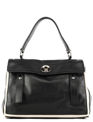 Yves Saint Laurent 229680 Black Beige Leather Muse Two Bag