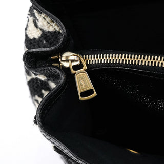 Yves Saint Laurent 229680 Black White Wool Tweed Muse Two Bag