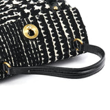 Yves Saint Laurent 229680 Black White Wool Tweed Muse Two Bag