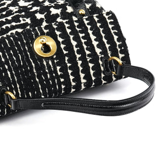 Yves Saint Laurent 229680 Black White Wool Tweed Muse Two Bag