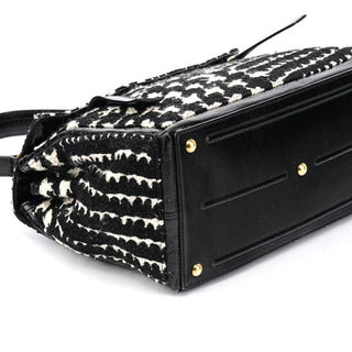 Yves Saint Laurent 229680 Black White Wool Tweed Muse Two Bag
