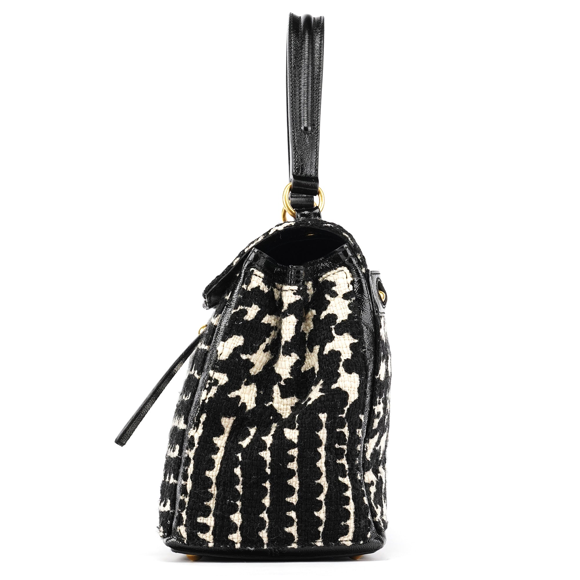 Yves Saint Laurent 229680 Black White Wool Tweed Muse Two Bag