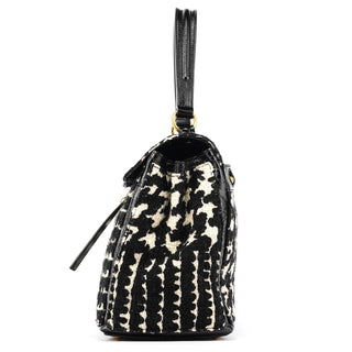 Yves Saint Laurent 229680 Black White Wool Tweed Muse Two Bag
