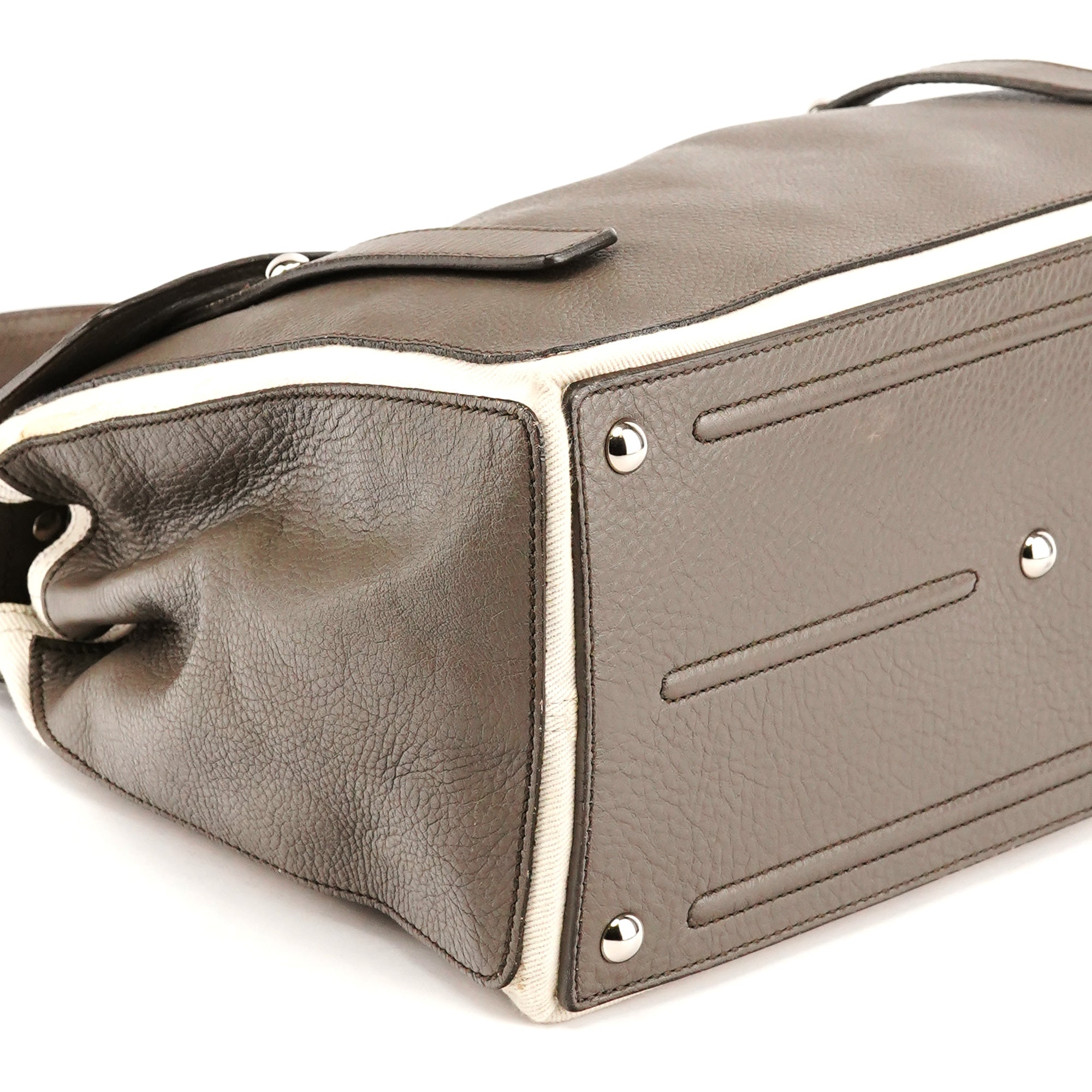 Yves Saint Laurent 229680 Grey Ivory Leather Muse Two Bag
