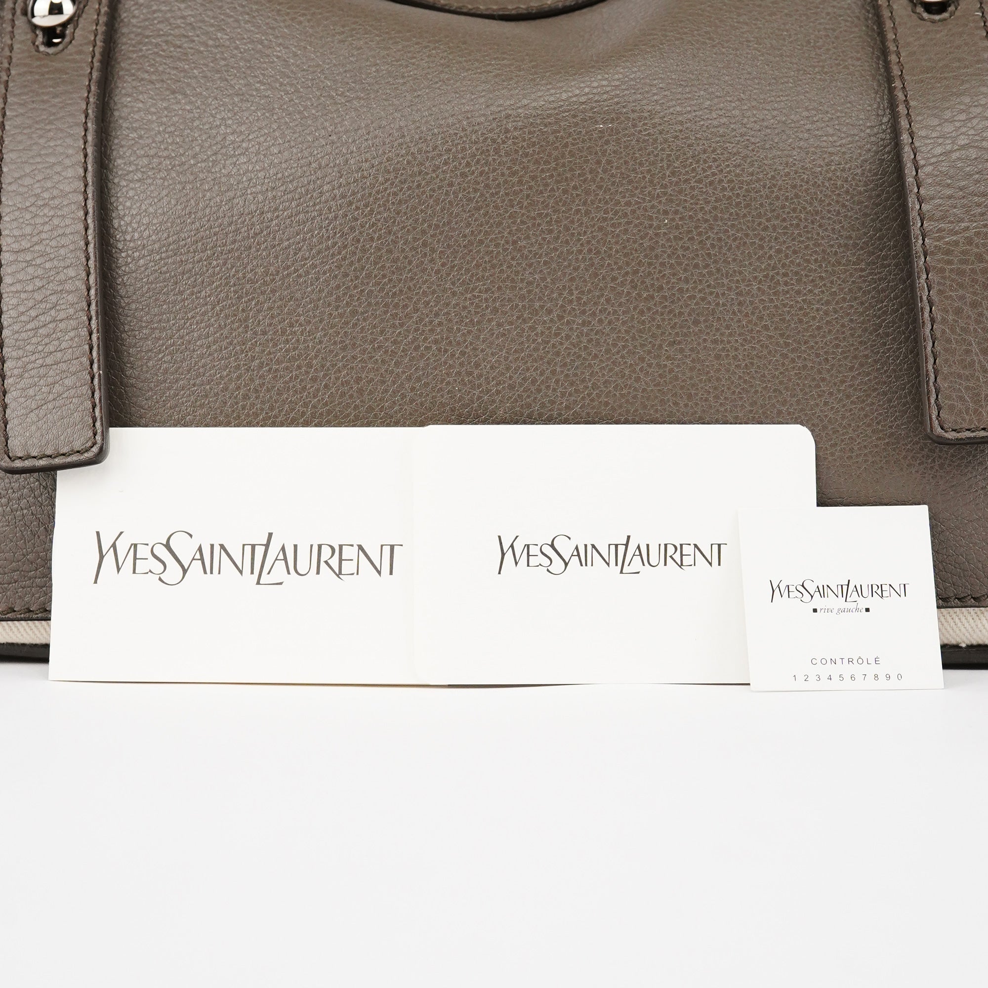Yves Saint Laurent 229680 Grey Ivory Leather Muse Two Bag