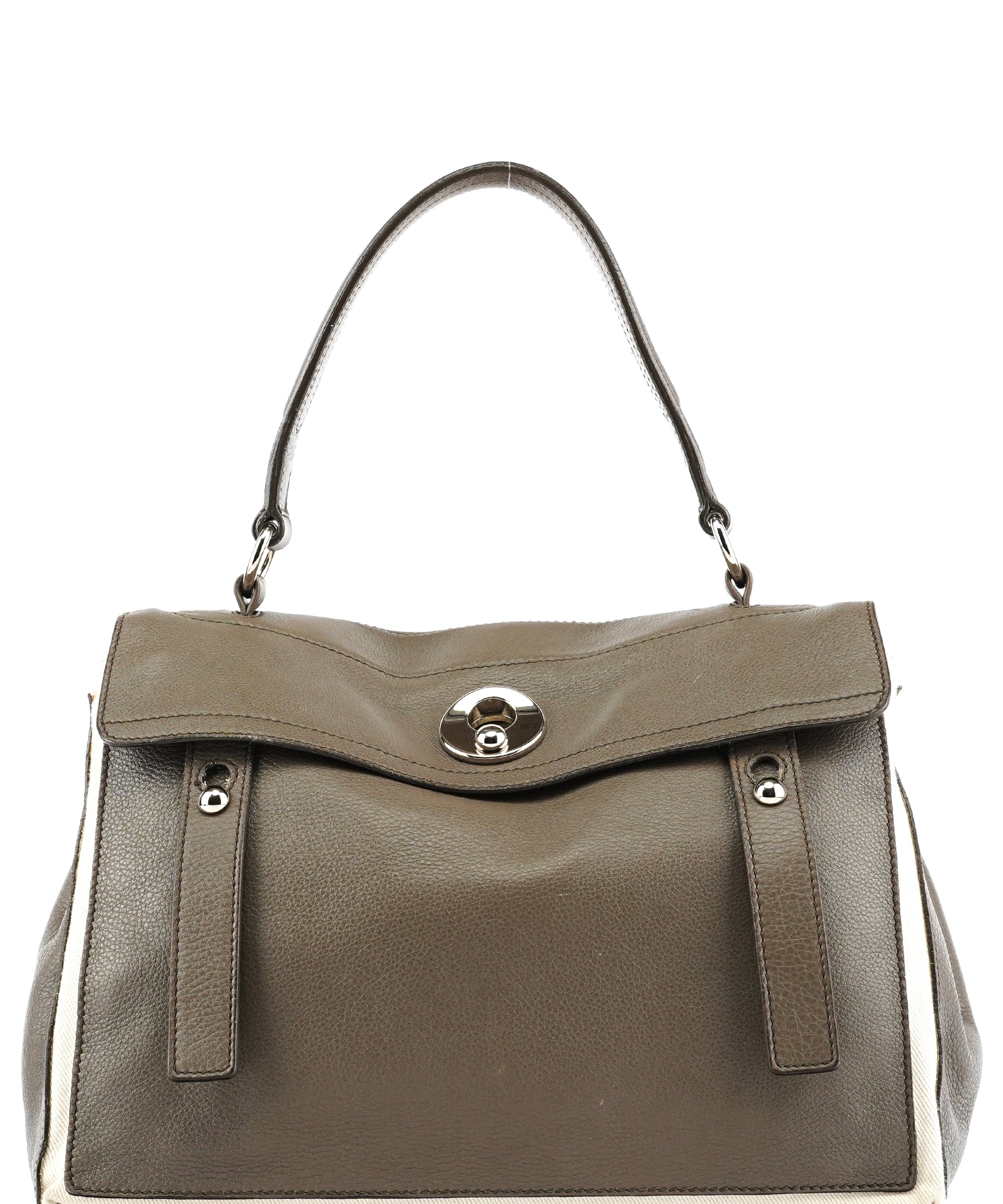 Yves Saint Laurent 229680 Grey Ivory Leather Muse Two Bag