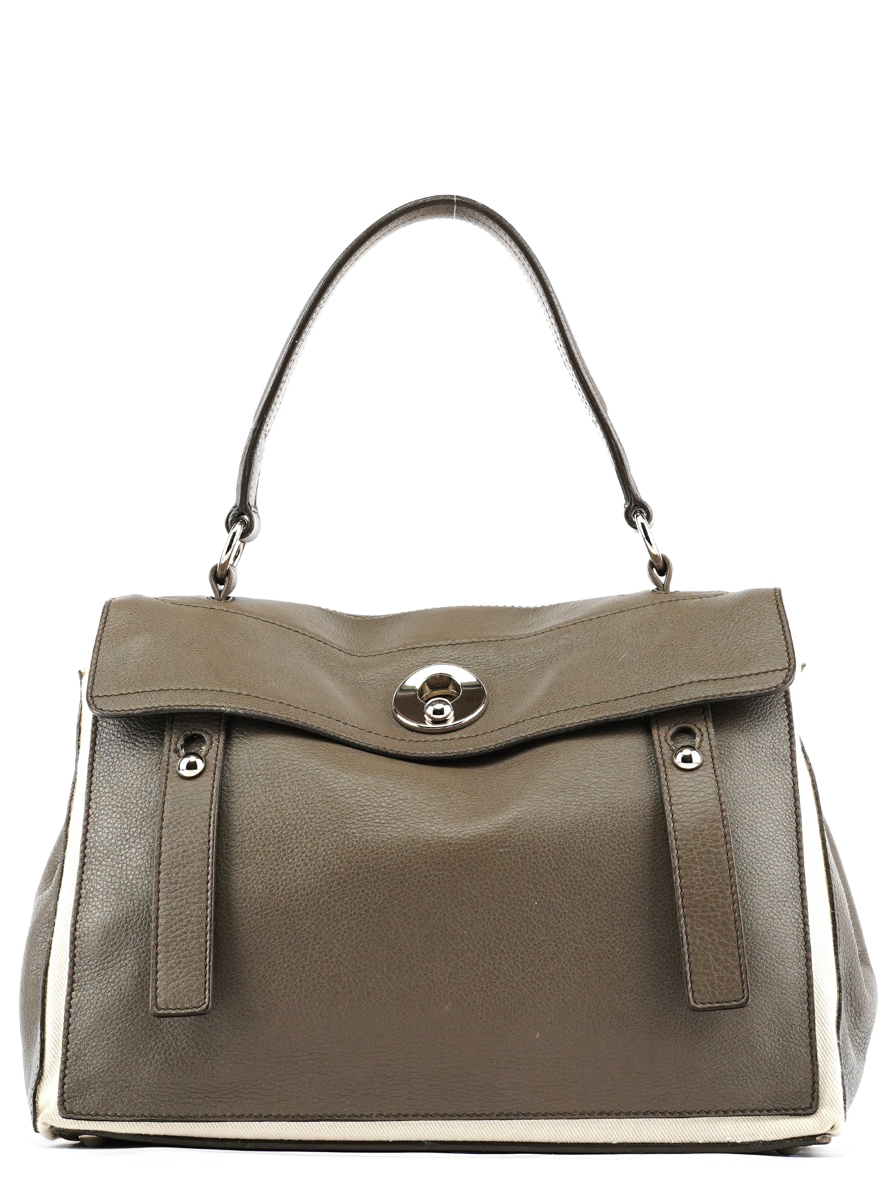 Yves Saint Laurent 229680 Grey Ivory Leather Muse Two Bag