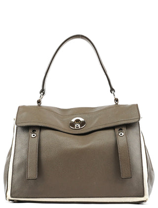 Yves Saint Laurent 229680 Grey Ivory Leather Muse Two Bag