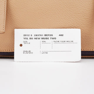 Yves Saint Laurent 283761 Beige Brown Leather Muse Two 2-Way Bag