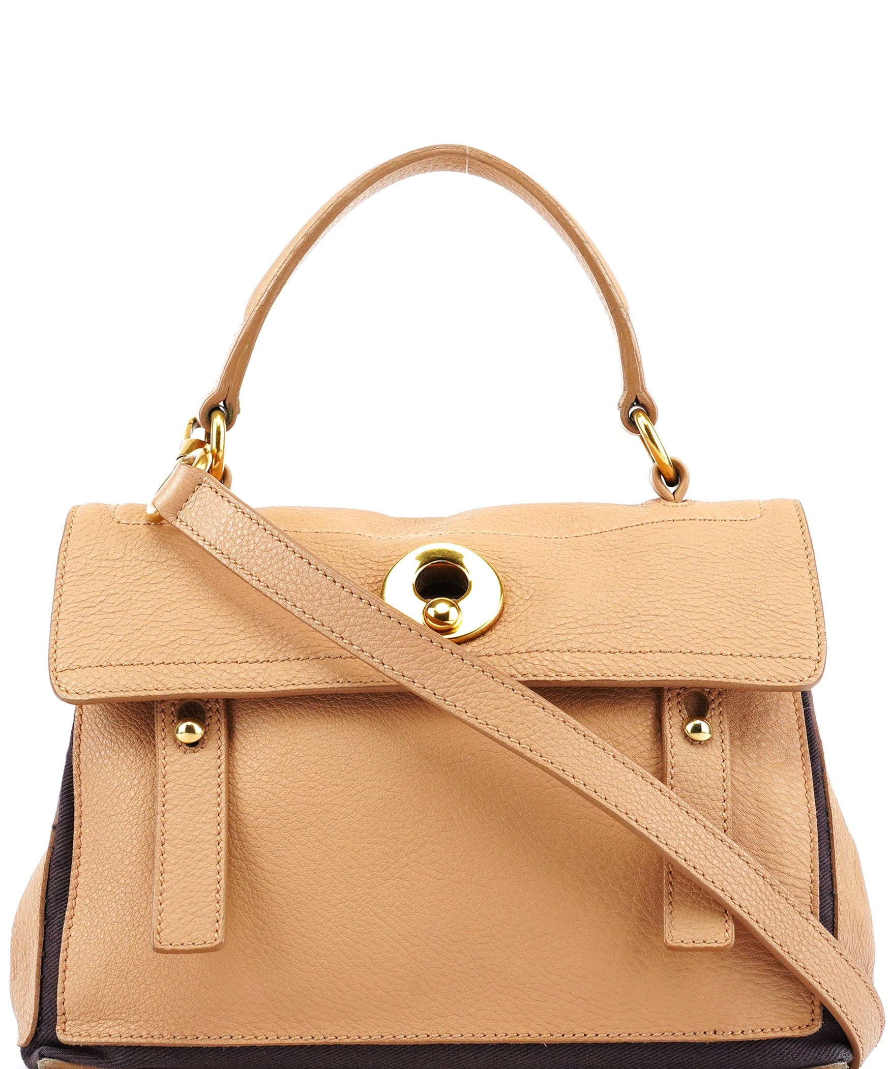 Yves Saint Laurent 283761 Beige Brown Leather Muse Two 2-Way Bag