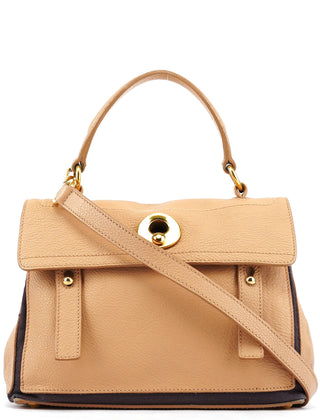 Yves Saint Laurent 283761 Beige Brown Leather Muse Two 2-Way Bag