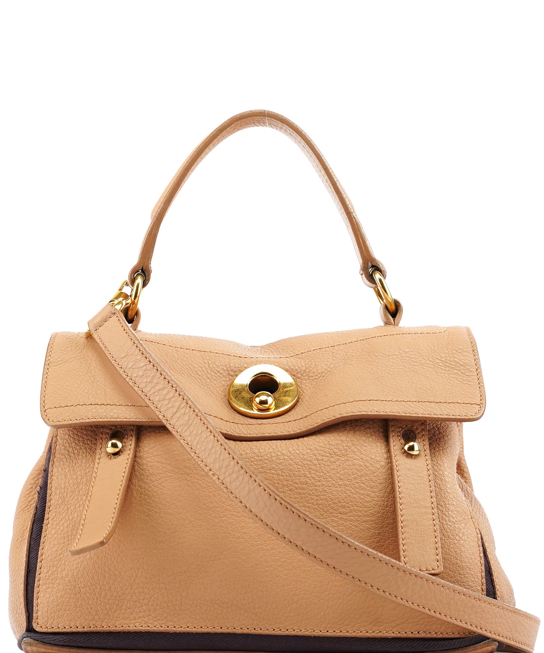 Yves Saint Laurent 283761 Beige Brown Leather Muse Two 2-Way Bag