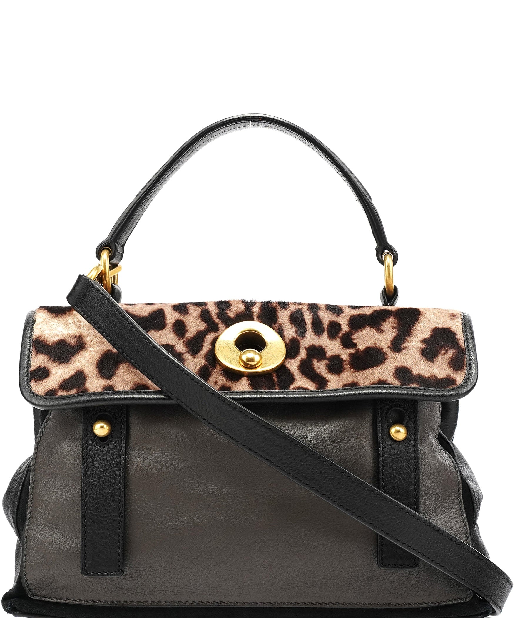 Yves Saint Laurent 283761 Leopard Calfhair Leather Muse Two Bag