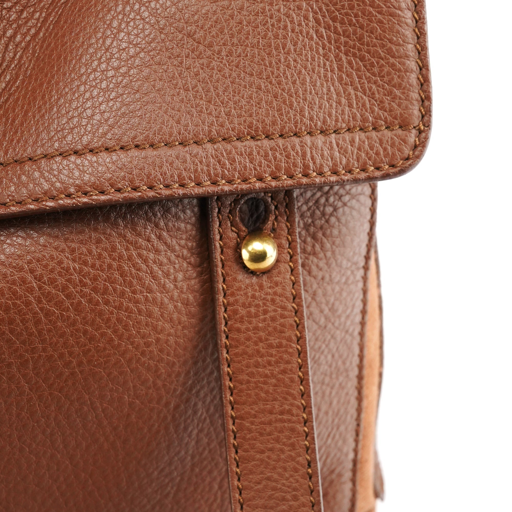 Yves Saint Laurent 283761 Sac deux portés Muse Two en cuir marron clair