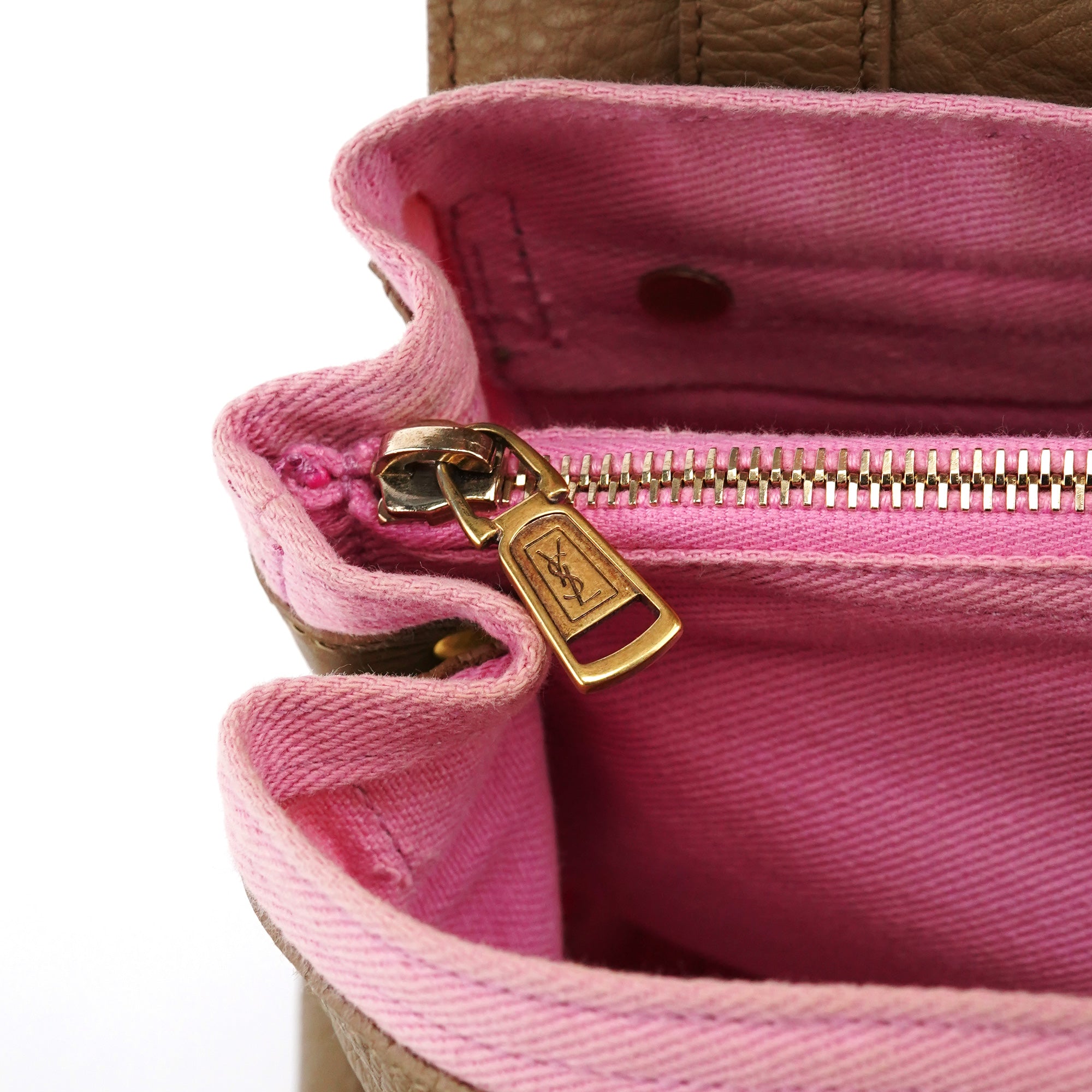 Yves Saint Laurent 289278 Olive Green Pink Muse Two 2-Way Bag