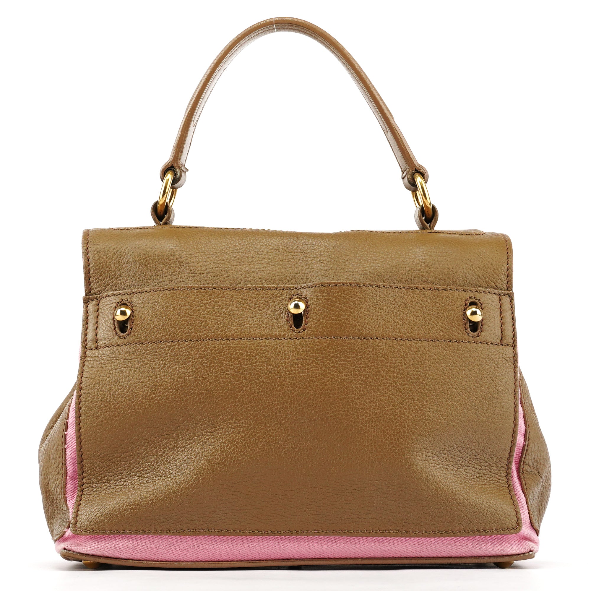 Yves Saint Laurent 289278 Olive Green Pink Muse Two 2-Way Bag