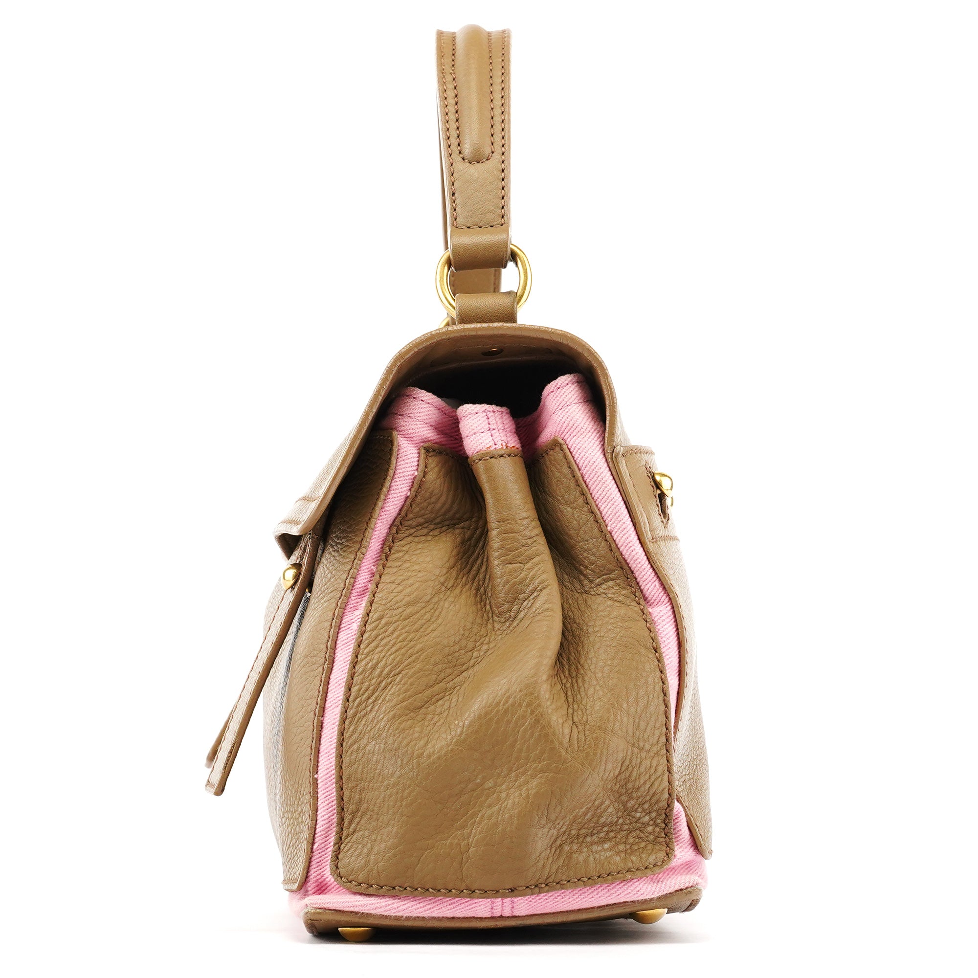 Yves Saint Laurent 289278 Olive Green Pink Muse Two 2-Way Bag