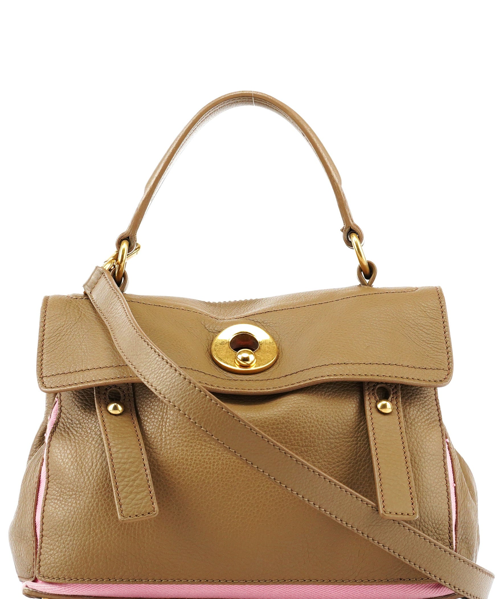 Yves Saint Laurent 289278 Olive Green Pink Muse Two 2-Way Bag