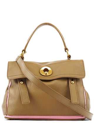 Yves Saint Laurent 289278 Olive Green Pink Muse Two 2-Way Bag