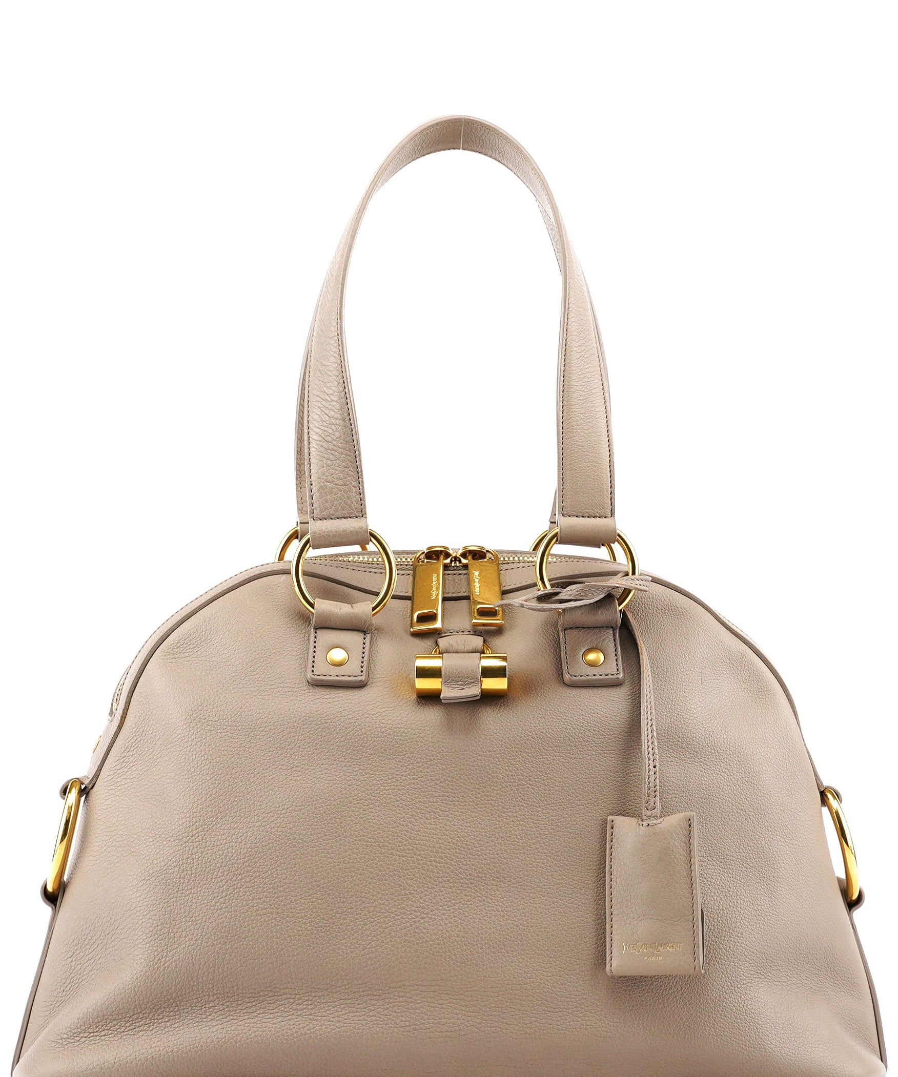 Yves Saint Laurent 368224 Taupe Leather Muse Tote Bag