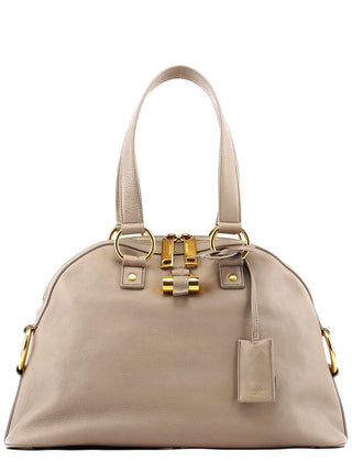 Yves Saint Laurent 368224 Taupe Leather Muse Tote Bag