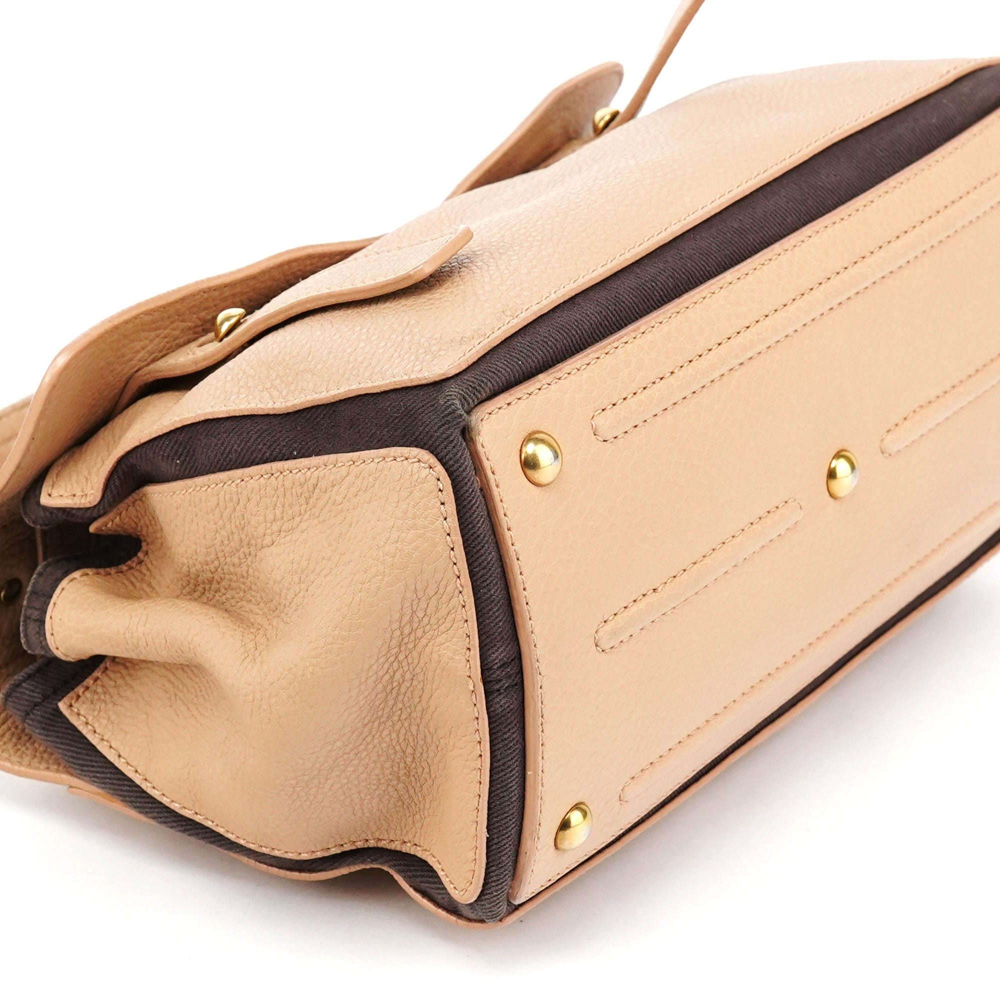 Yves Saint Laurent Sac deux portés Muse Two en cuir beige et marron