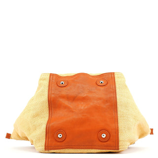 Yves Saint Laurent Beige Brown Raffia Downtown Tote Bag