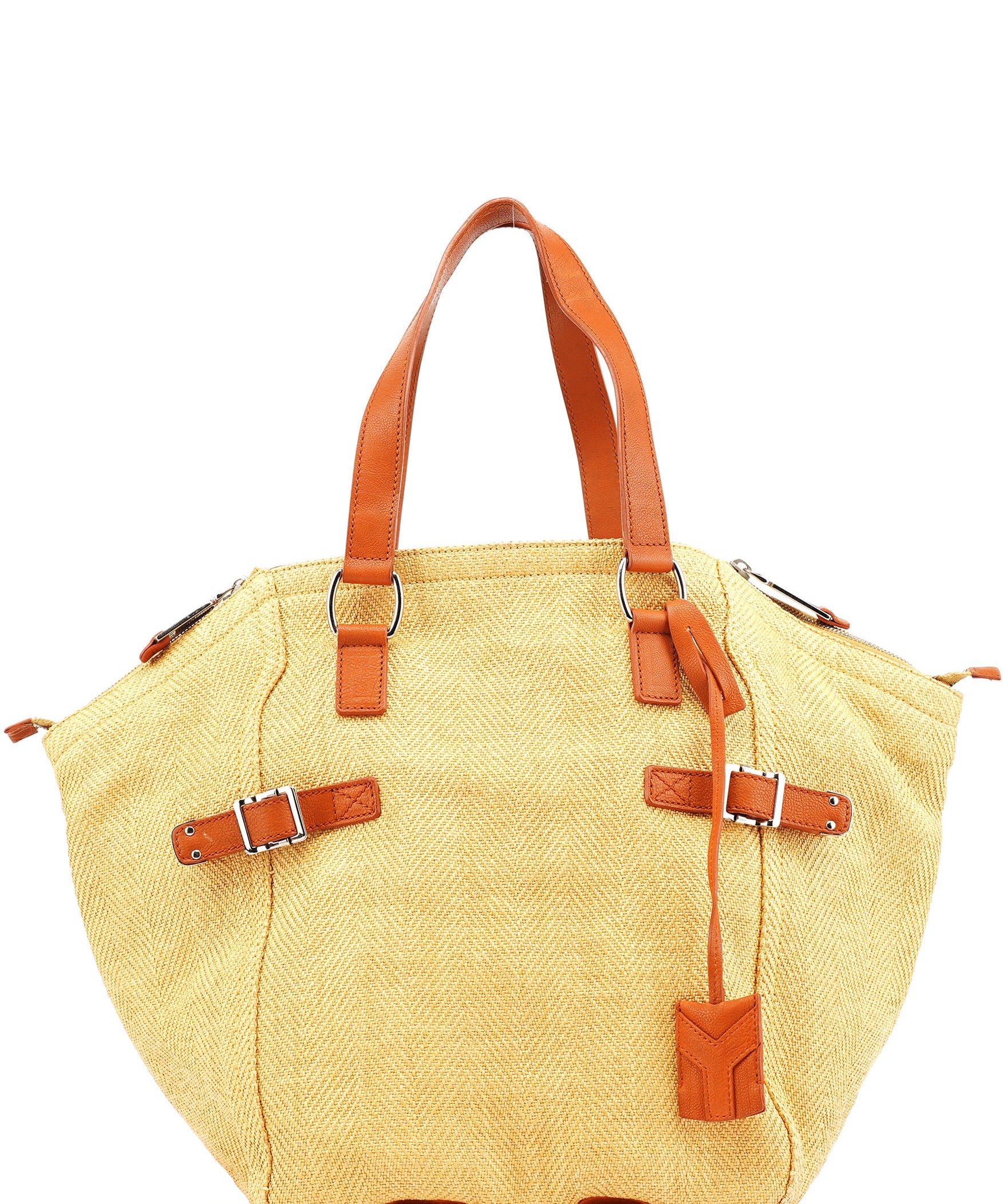 Yves Saint Laurent Downtown Tote Bag aus Raffiabast in Beige und Braun