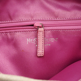 Yves Saint Laurent Beige Canvas Pink Leather YSL Tote Bag