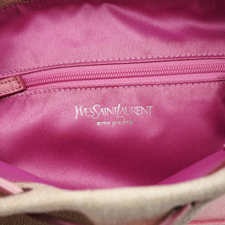 Yves Saint Laurent Beige Canvas Pink Leather YSL Tote Bag