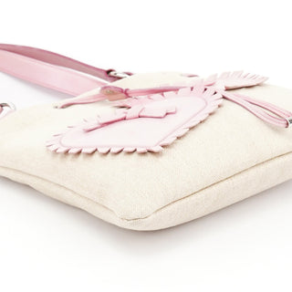 Yves Saint Laurent Beige Canvas Pink Leather YSL Tote Bag