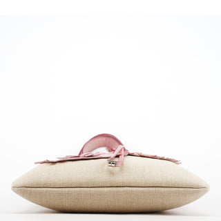 Yves Saint Laurent Beige Canvas Pink Leather YSL Tote Bag