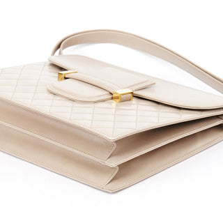 Yves Saint Laurent Beige Quilted Calfskin Leather Shoulder Bag