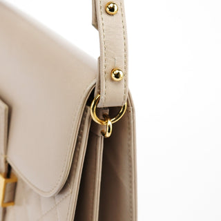 Yves Saint Laurent Beige Quilted Calfskin Leather Shoulder Bag