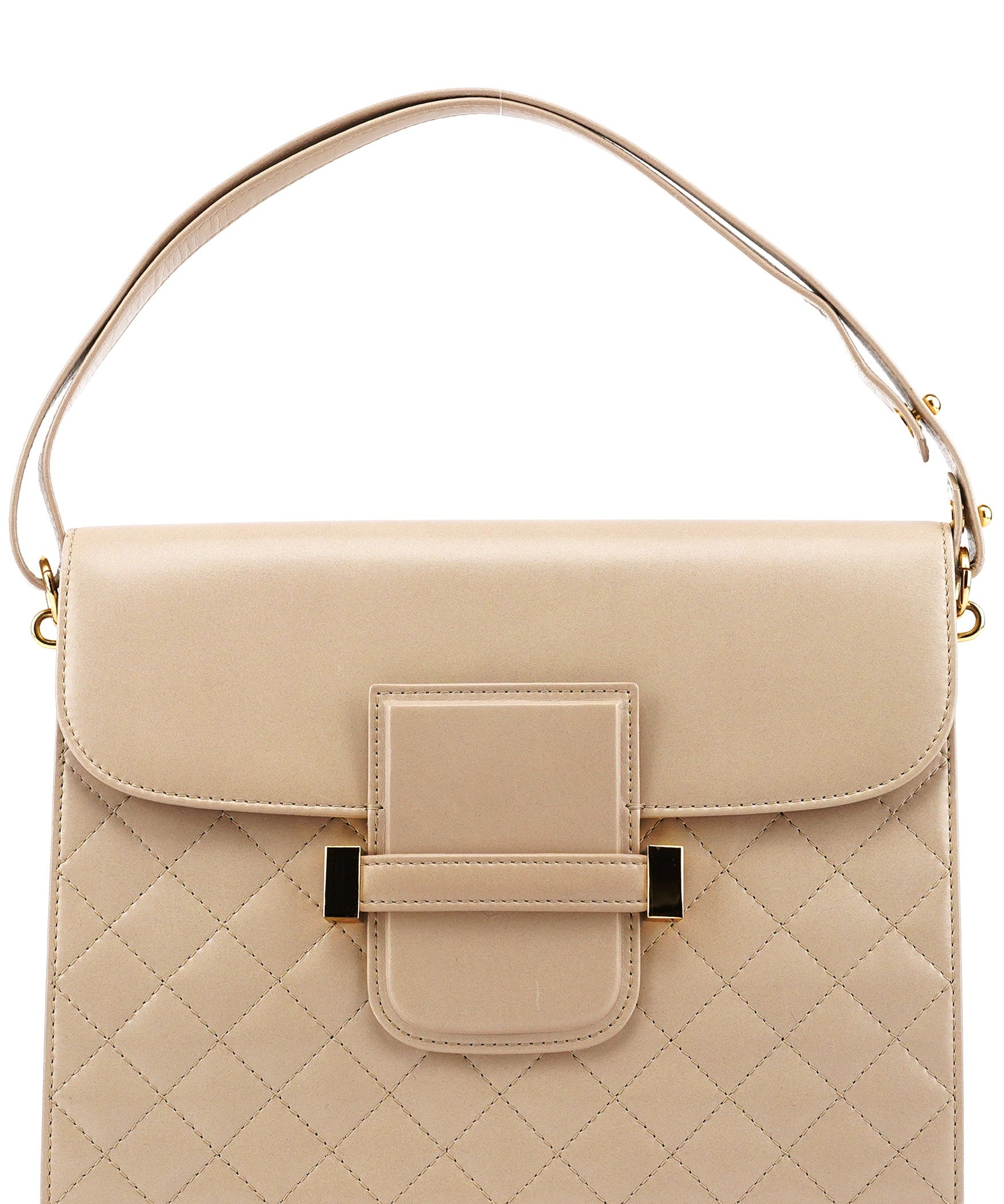 Yves Saint Laurent Schultertasche aus gestepptem Kalbsleder in Beige