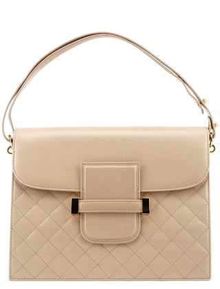 Yves Saint Laurent Beige Quilted Calfskin Leather Shoulder Bag
