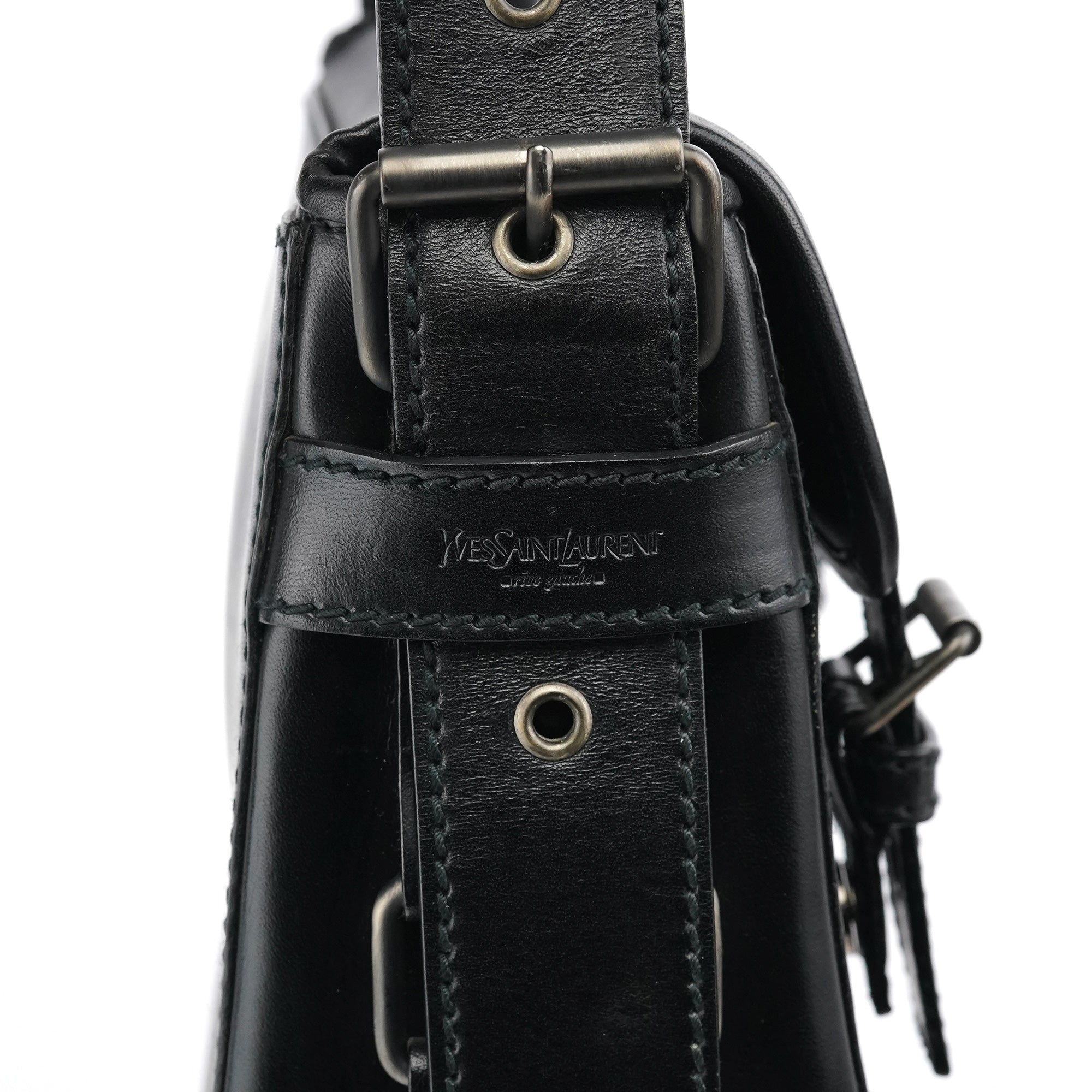 Yves Saint Laurent Borsa a tracolla Belt in pelle di vitello nera
