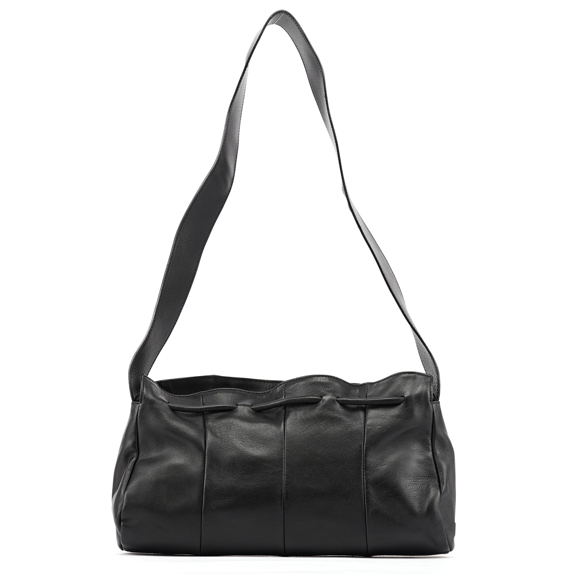 Yves Saint Laurent Borsa a spalla con nappe in pelle di vitello nera