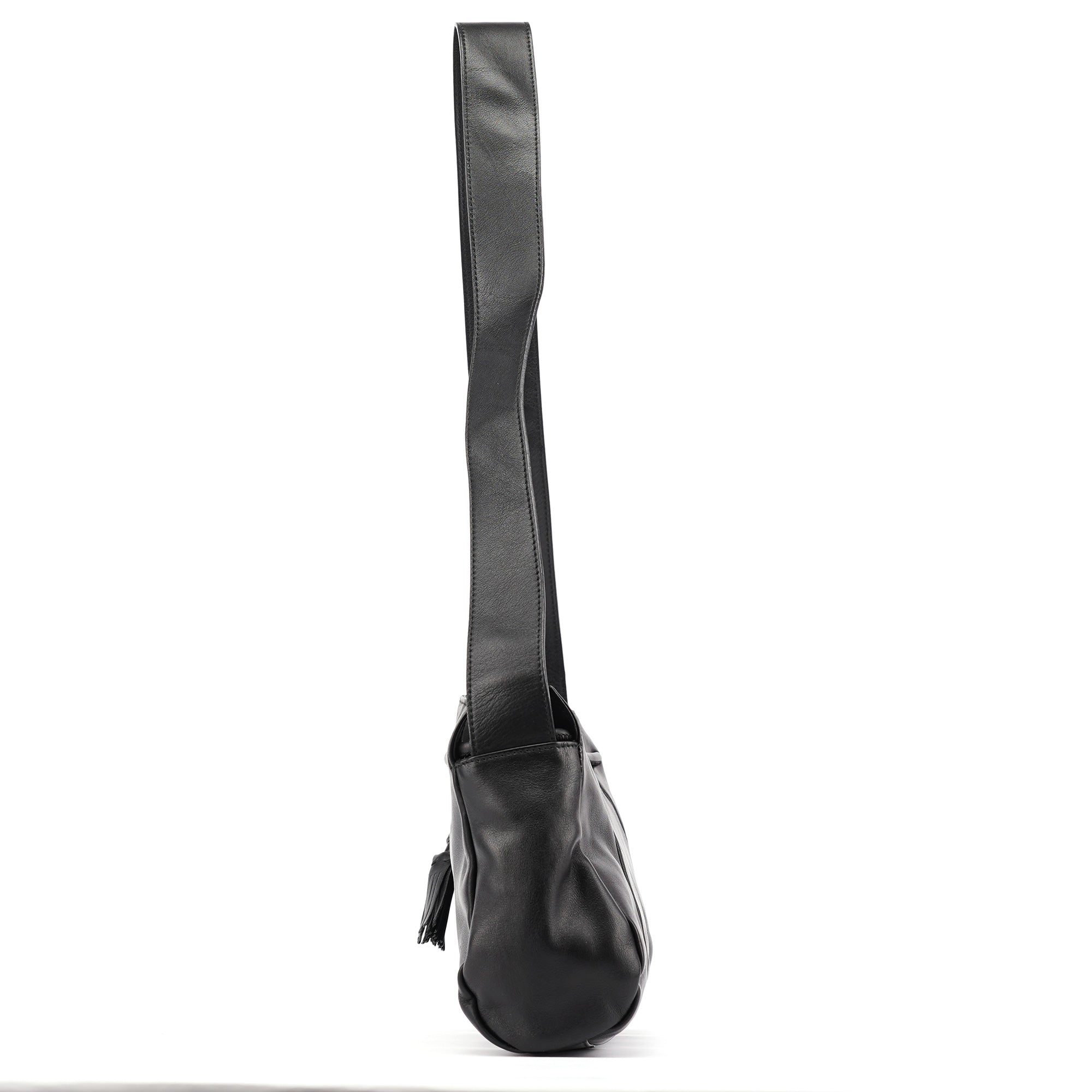 Yves Saint Laurent Borsa a spalla con nappe in pelle di vitello nera