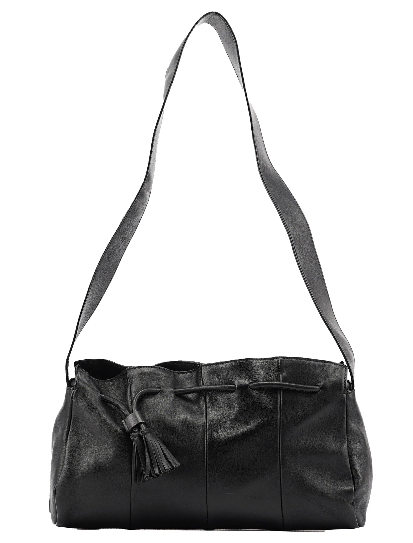 Yves Saint Laurent Borsa a spalla con nappe in pelle di vitello nera